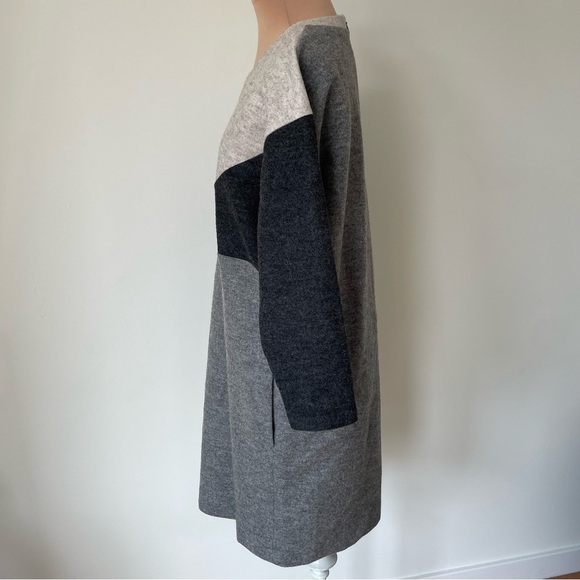 Madewell Geotilt Gray Color Block Wool Blend Long Sleeve Shift Dress EUC Size S - Picture 7 of 12